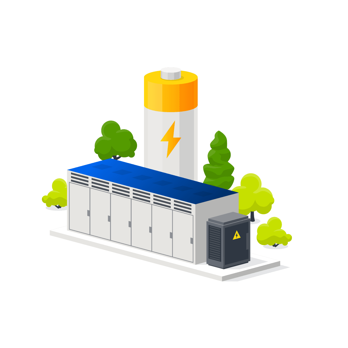 Illustration der Funktionsweise eines Batteriegroßspeichers